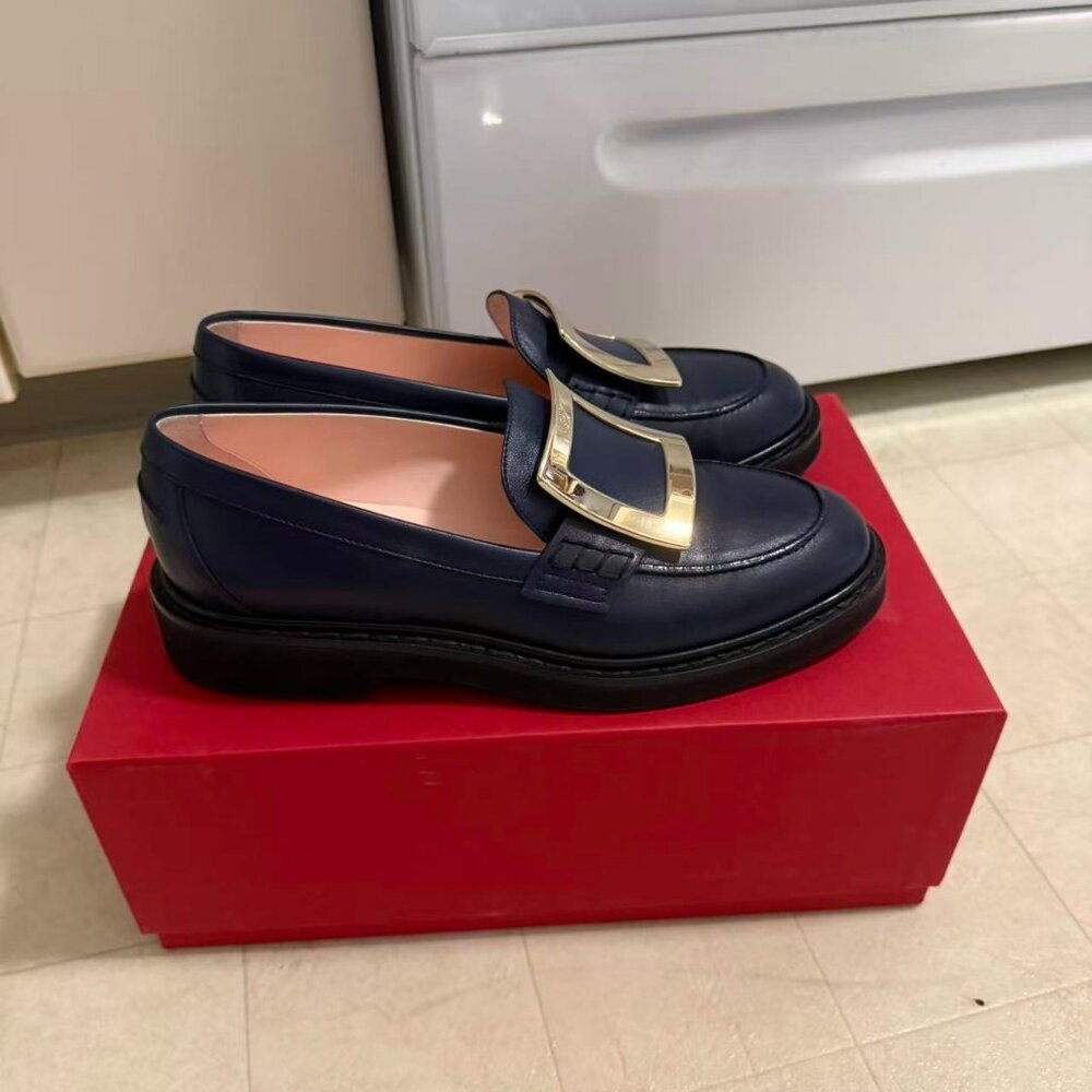 Roger Vivier 25mm Viv Rangers Buckle Leather Loafers (size 39 / US8.5)